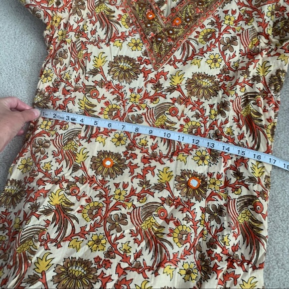 1970s Boho Ramona Rull Hand Block Print Maxi Dress - Picture 13 of 13